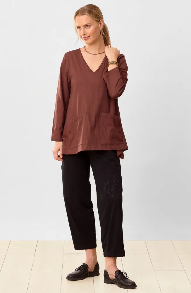 Agra Jersey Knit Barrel-Leg Pant