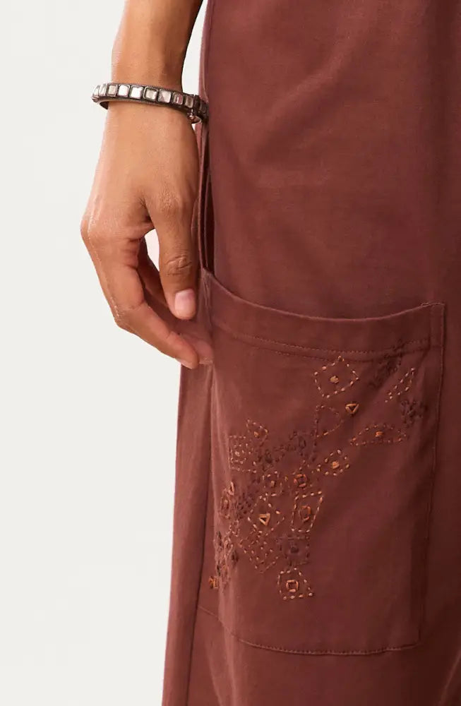 Agra Jersey Knit Barrel-Leg Pant