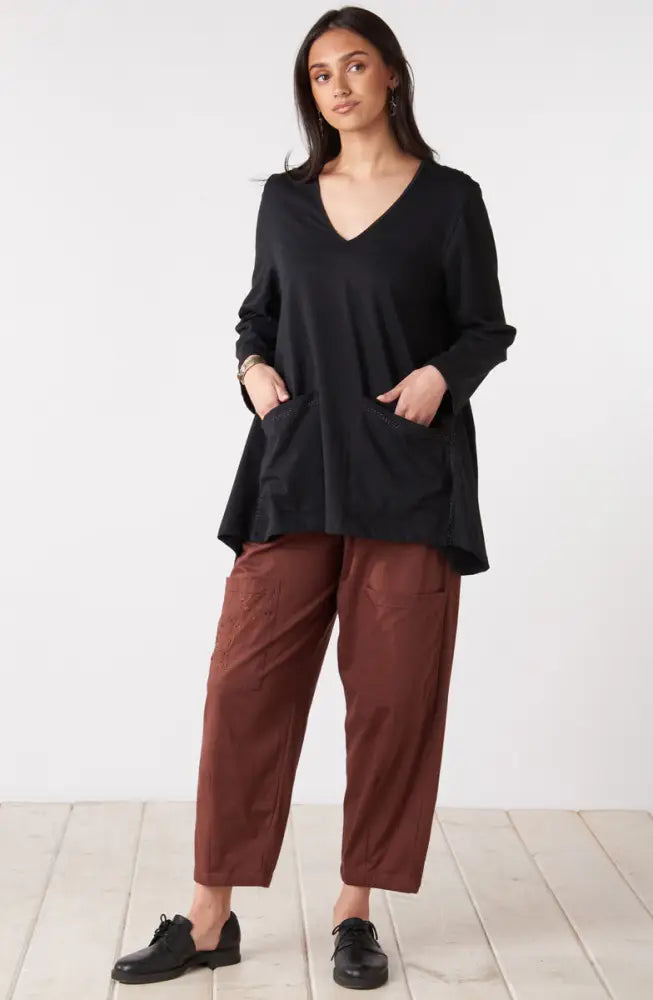 Agra Jersey Knit Barrel-Leg Pant