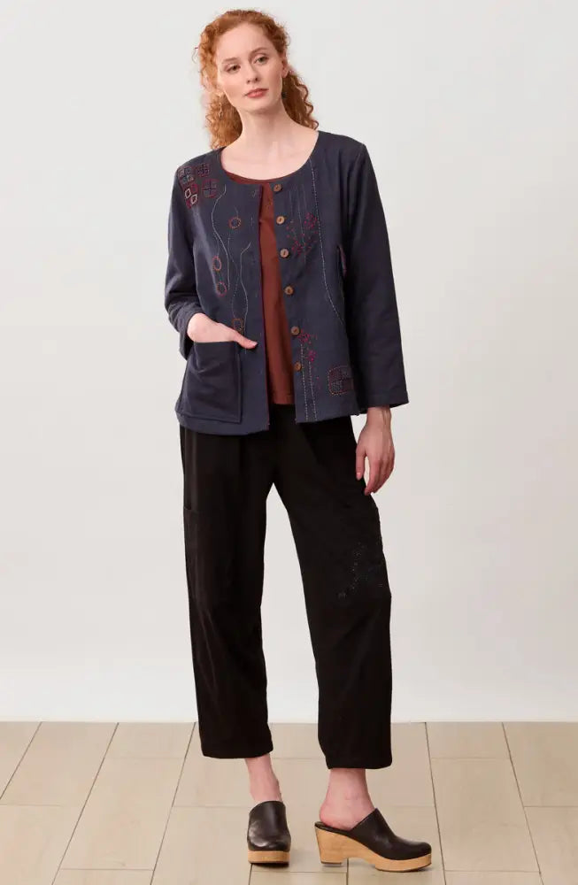 Agra Jersey Knit Barrel-Leg Pant