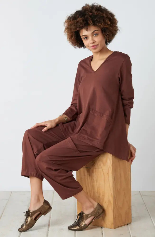 Agra Jersey Knit Barrel-Leg Pant