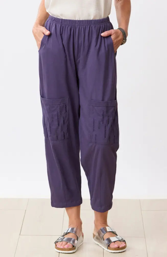 Agra Jersey Knit Barrel-Leg Pant