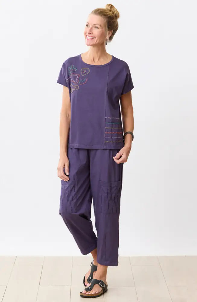 Agra Jersey Knit Barrel-Leg Pant