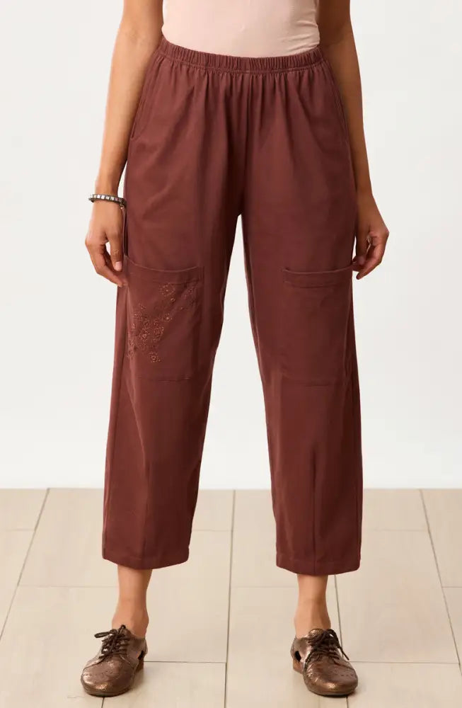 Agra Jersey Knit Barrel-Leg Pant