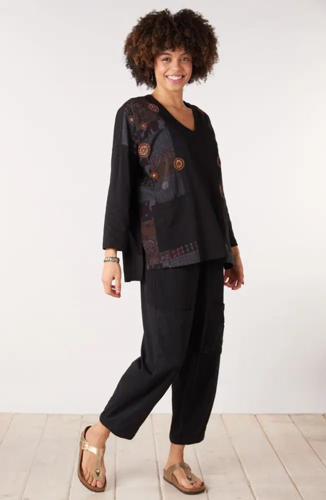 Agra Jersey Knit Barrel-Leg Pant - Black / PS (6-8)