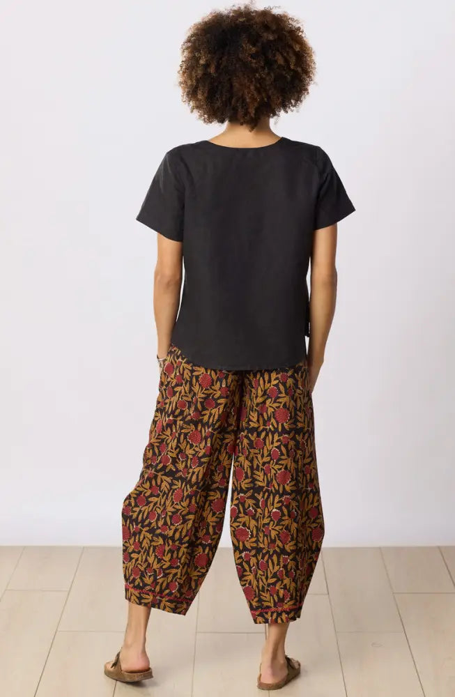 Dhulia Drawstring Lantern-Leg Pant - Black/Multi