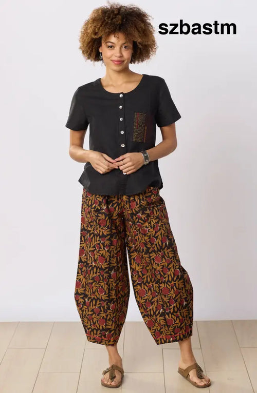 Dhulia Drawstring Lantern-Leg Pant - Black/Multi - Black/Multi / PS (6-8)
