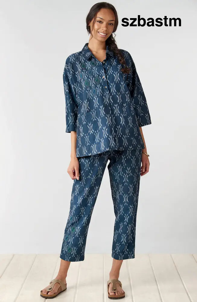 Disha Ikat Tapered Leg Pant - Navy - Navy / PS (6-8)
