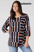 Divya 3/4-Sleeve Popover Top - Black/Multi - Black/Multi / PS (6-8)