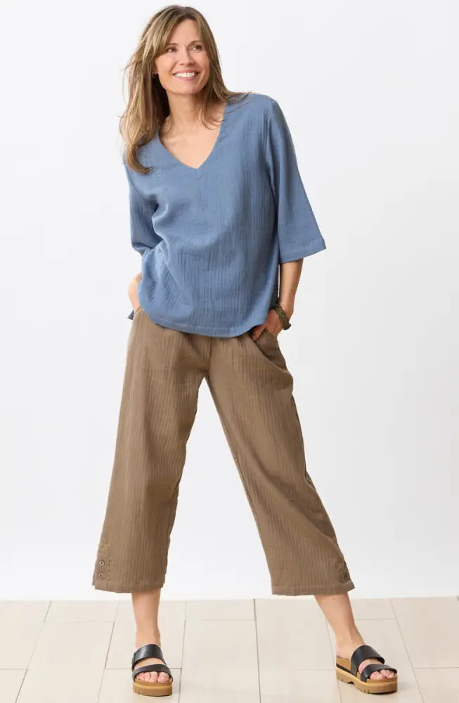 Kesari Cotton Dobby Gauze Crop Pant