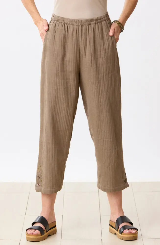 Kesari Cotton Dobby Gauze Crop Pant