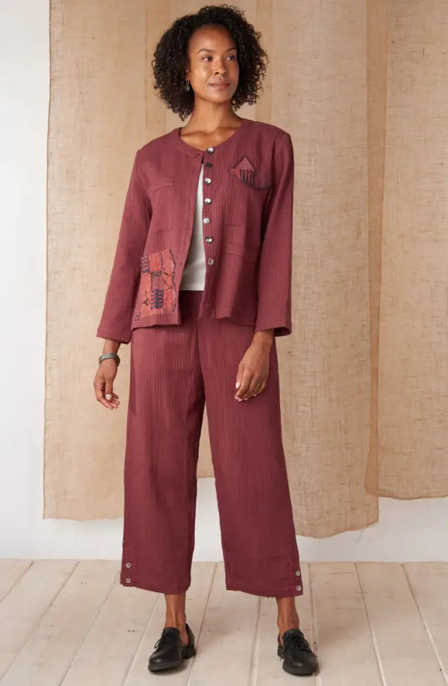 Kesari Cotton Dobby Gauze Crop Pant