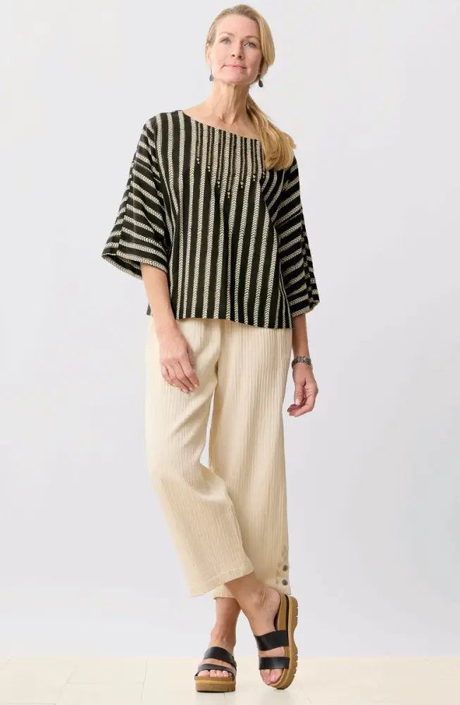 Kesari Cotton Dobby Gauze Crop Pant