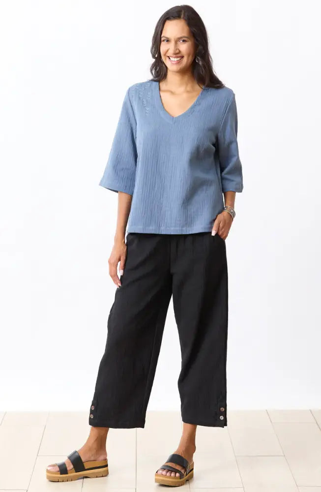 Kesari Cotton Dobby Gauze Crop Pant