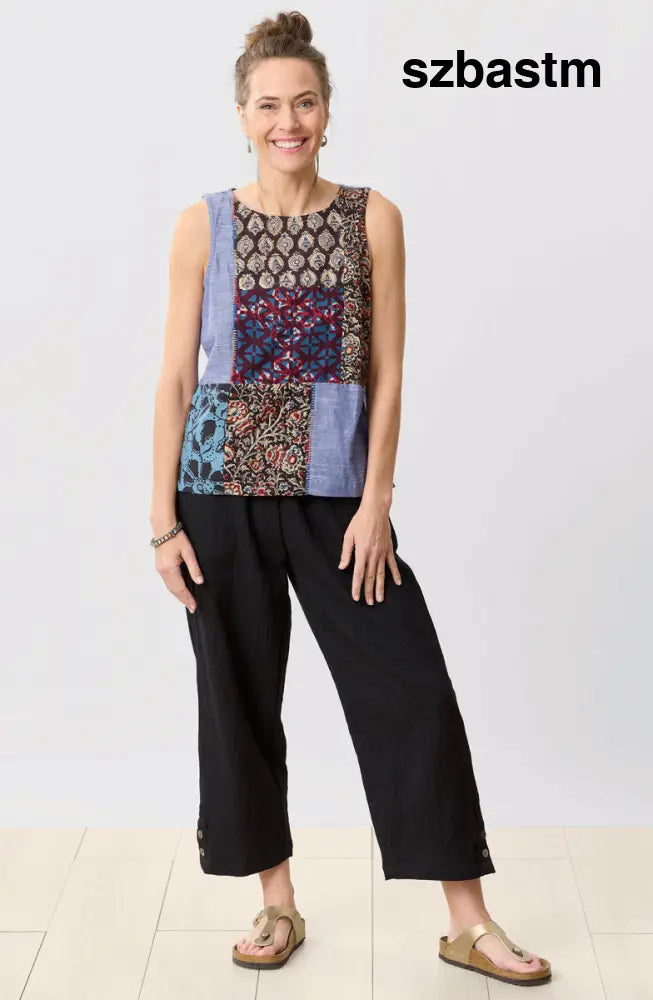 Kesari Cotton Dobby Gauze Crop Pant - Black / PS (6-8)