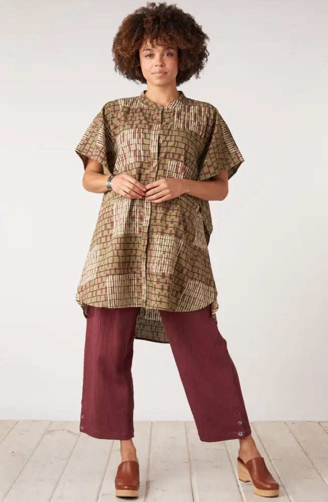 Kesari Cotton Dobby Gauze Crop Pant - Fig / PS (6-8)