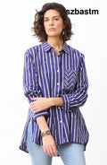 Rashida Button-Down Big Shirt - Dark celestial/White - Dark celestial/White / PS (6-8)