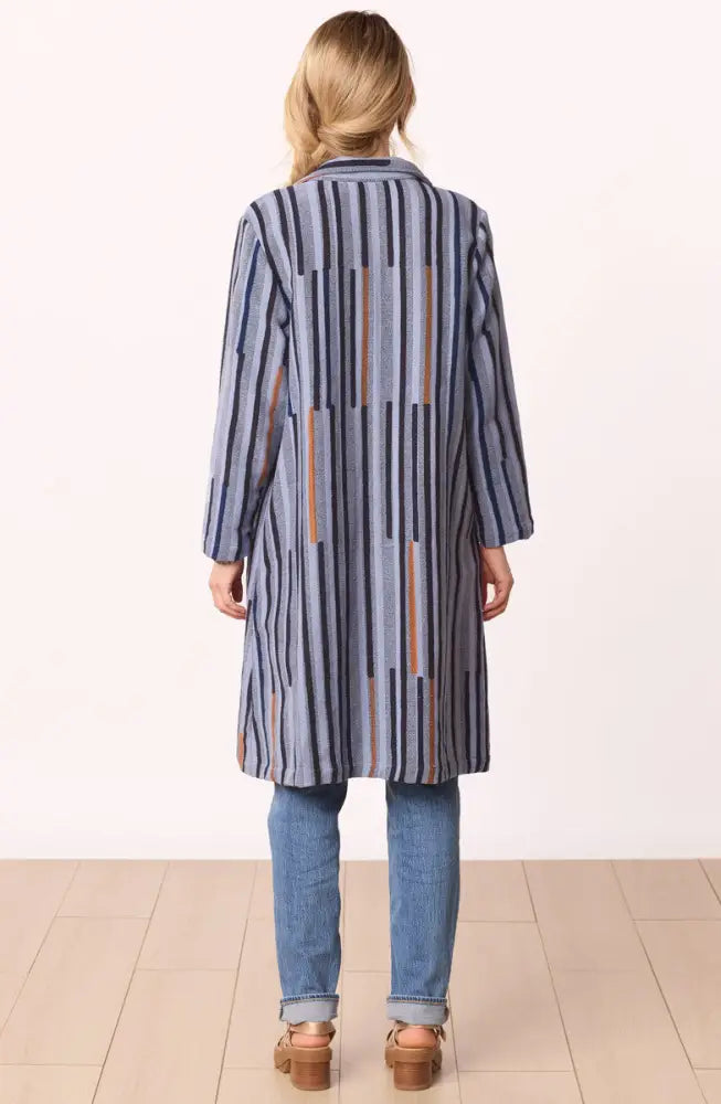 Rasima Long Swing Coat - Cloud/Multi