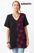 Rushila Upcycled Patchwork V-neck Tunic - Phlox purple - Phlox purple / PS (6-8)