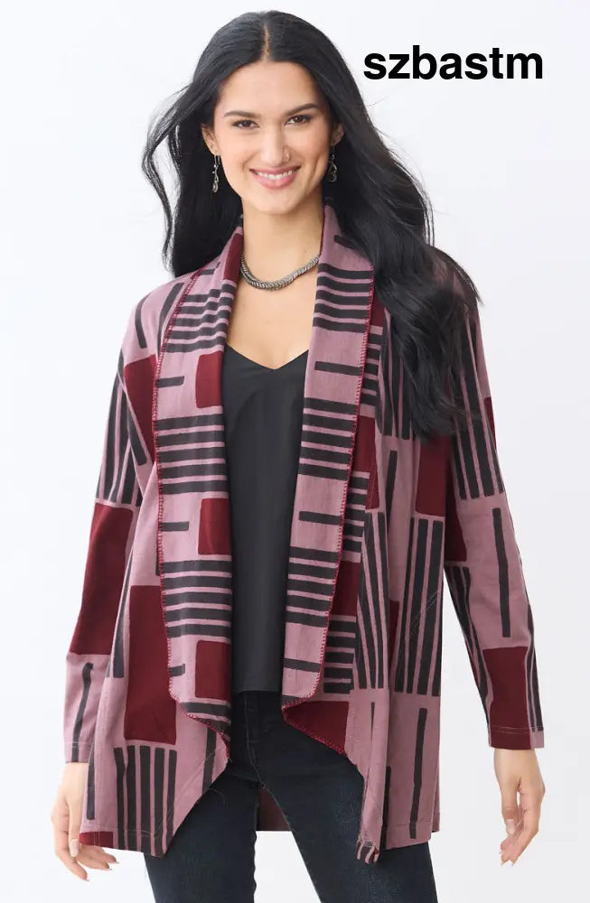 Sakshi Knit Draped Collar Jacket - Iced plum/Multi - Iced plum/Multi / PS (6-8)