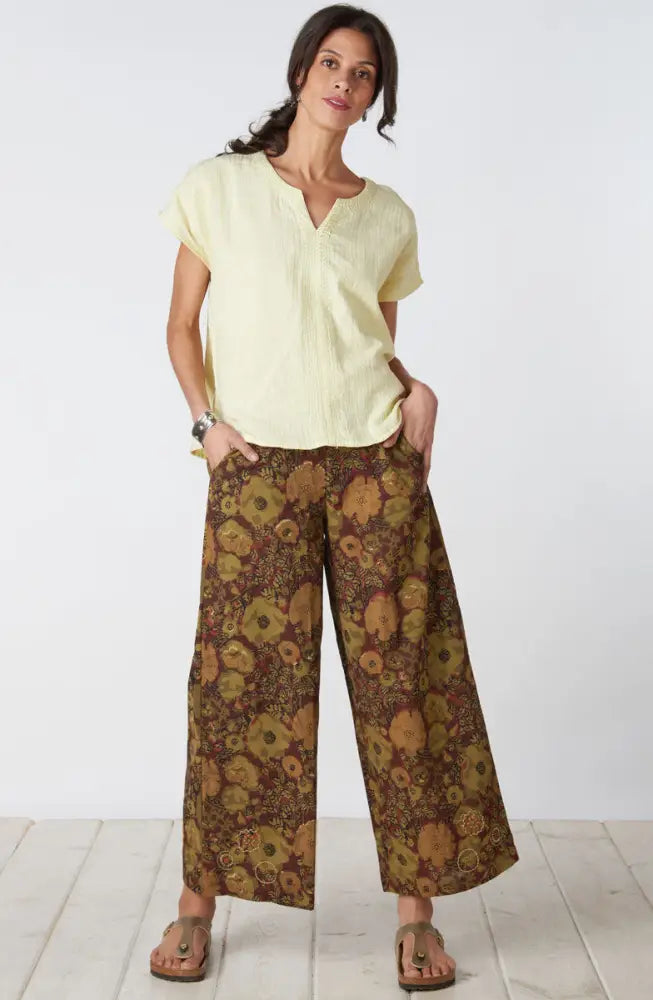 Sangli Natural Dye Wide-Leg Pant - Port/Multi