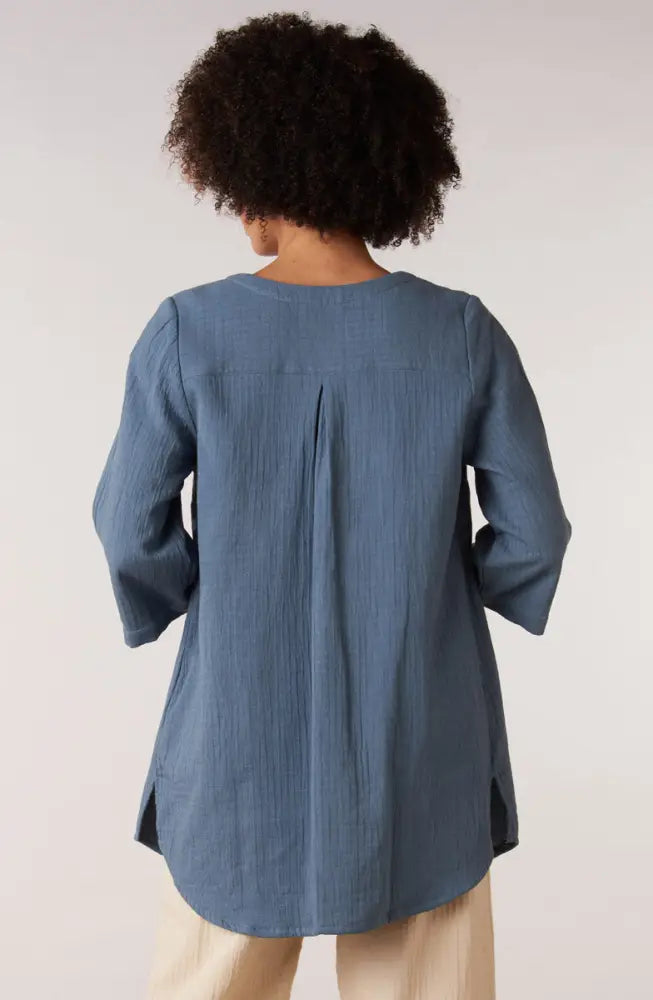 Soniya Dobby Gauze Soft Dressing Jacket - Harbor blue